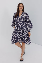 TOMMY Dress Navy Geo Print