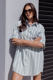 APEX Dress Chambray Sage Stripe
