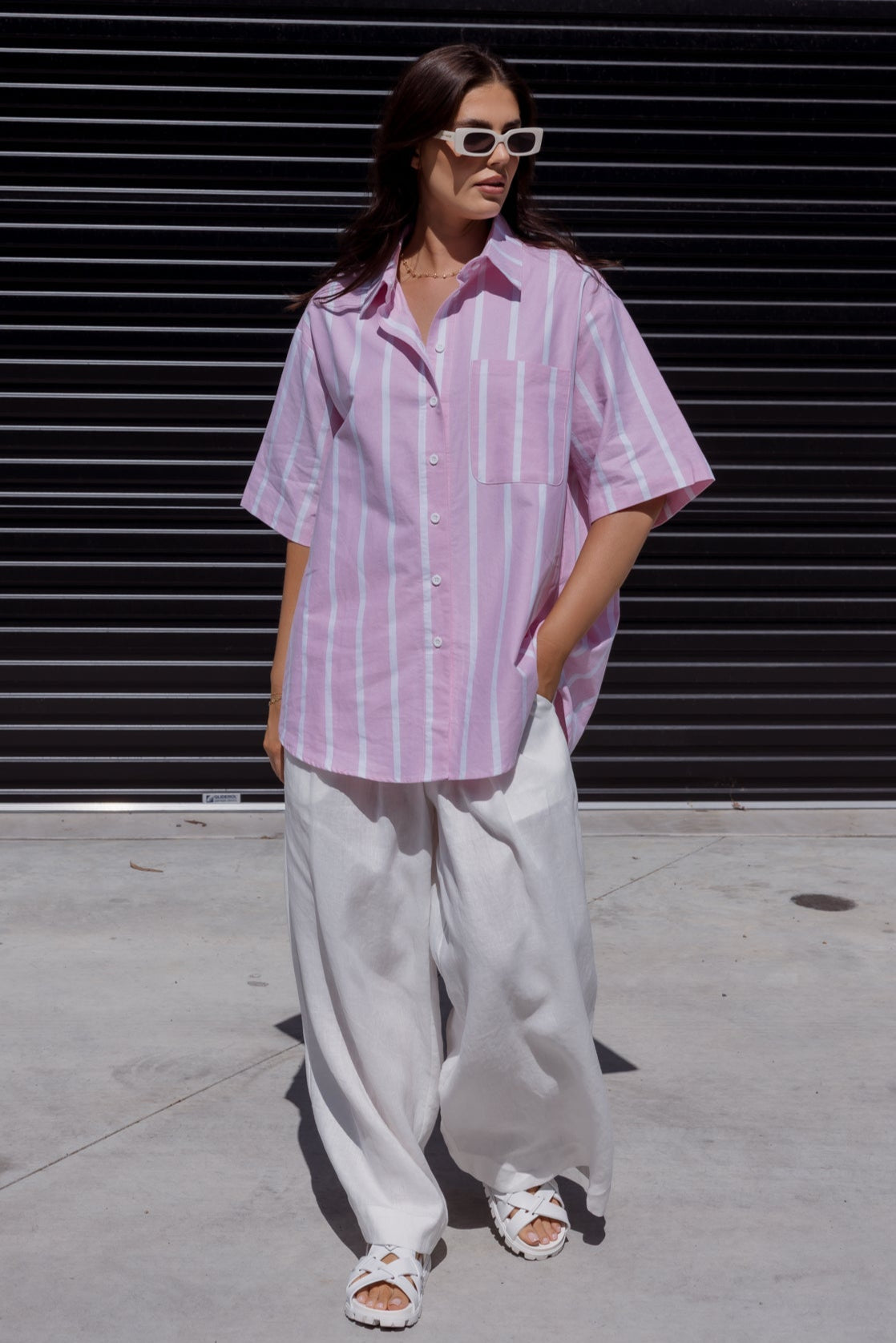 ROGUE Shirt Pink Chambray Stripe