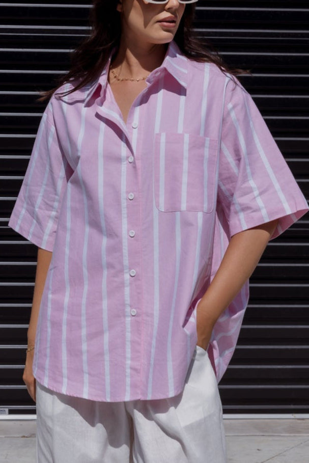 ROGUE Shirt Pink Chambray Stripe
