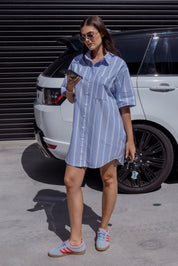 APEX Dress Chambray Blue Stripe