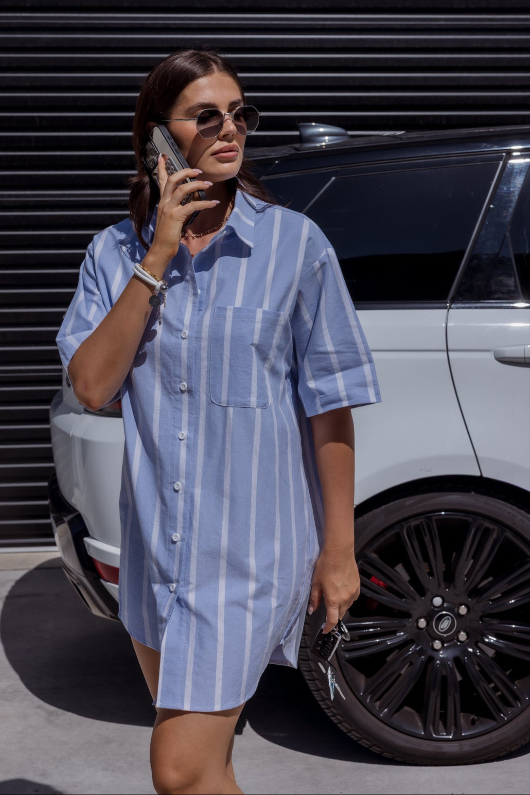 APEX Dress Chambray Blue Stripe