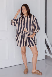 RAZ Shorts Navy & Peach Stripe