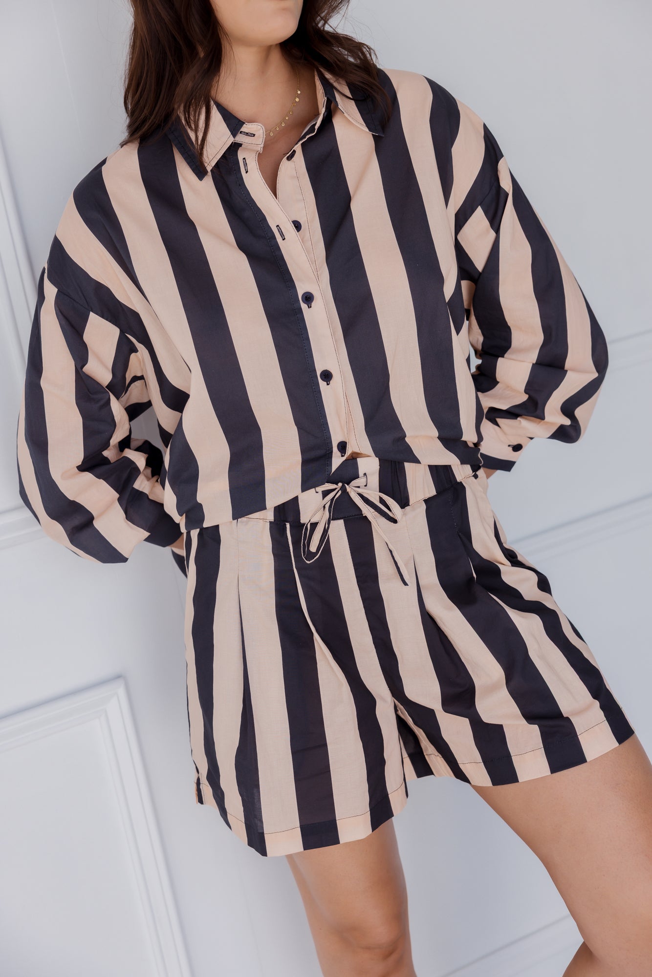 RAZ Shorts Navy & Peach Stripe