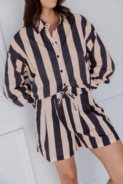 RAZ Shorts Navy & Peach Stripe