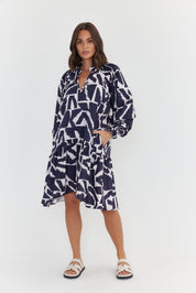 TOMMY Dress Navy Geo Print
