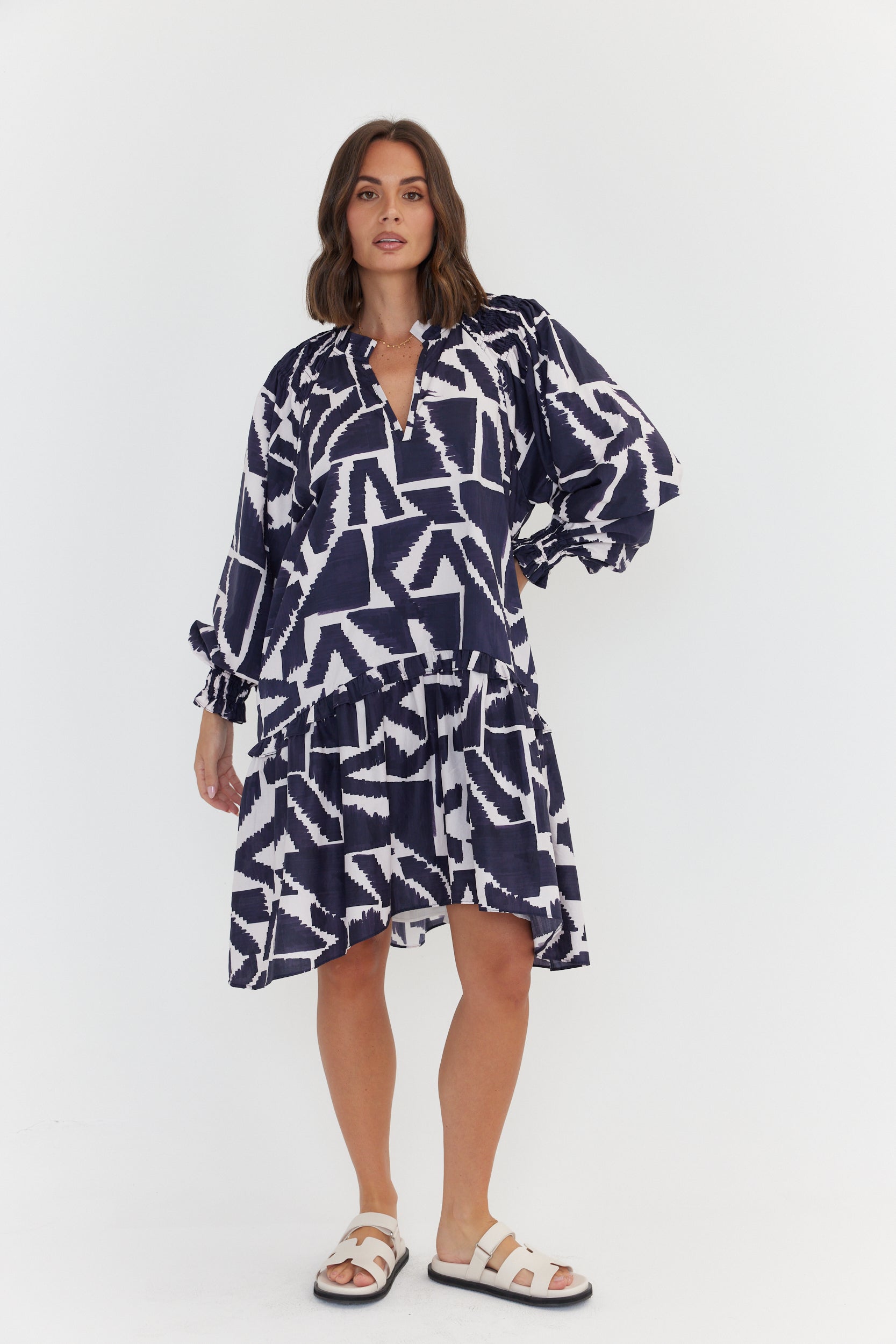 TOMMY Dress Navy Geo Print