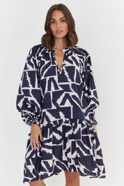 TOMMY Dress Navy Geo Print