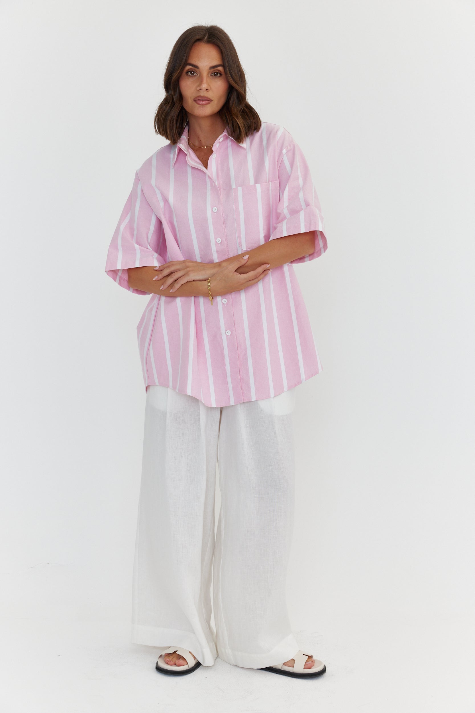 ROGUE Shirt Pink Chambray Stripe