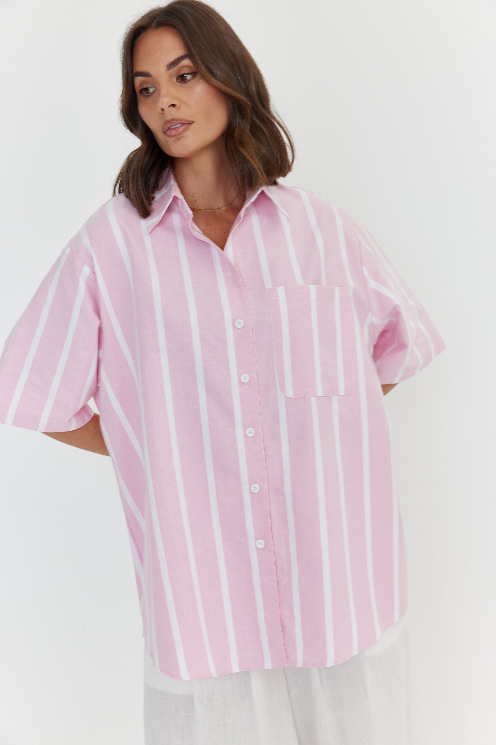 ROGUE Shirt Pink Chambray Stripe