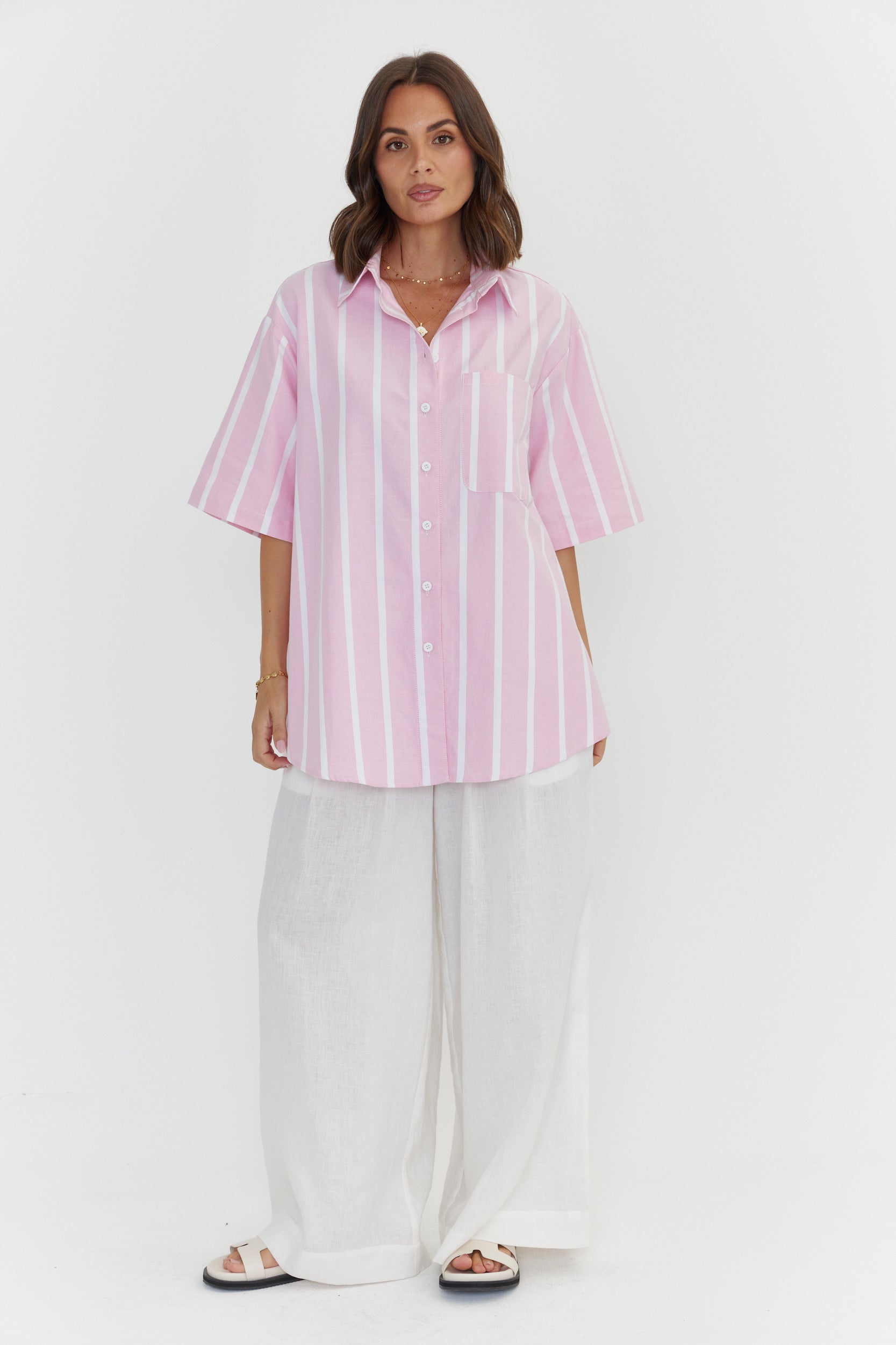 ROGUE Shirt Pink Chambray Stripe