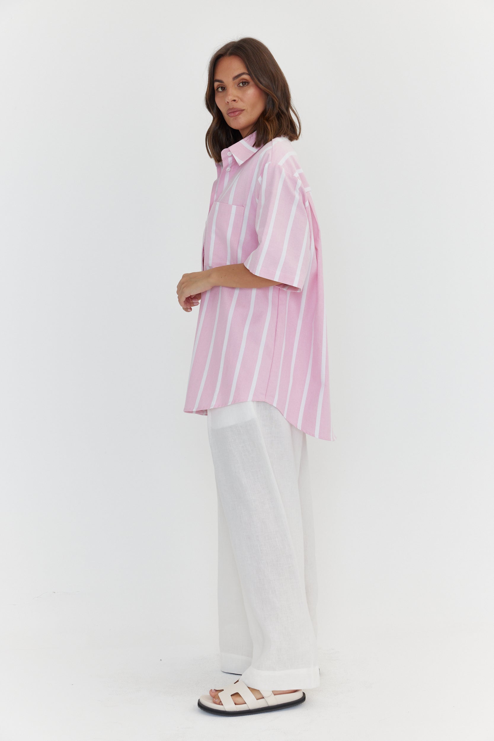 ROGUE Shirt Pink Chambray Stripe