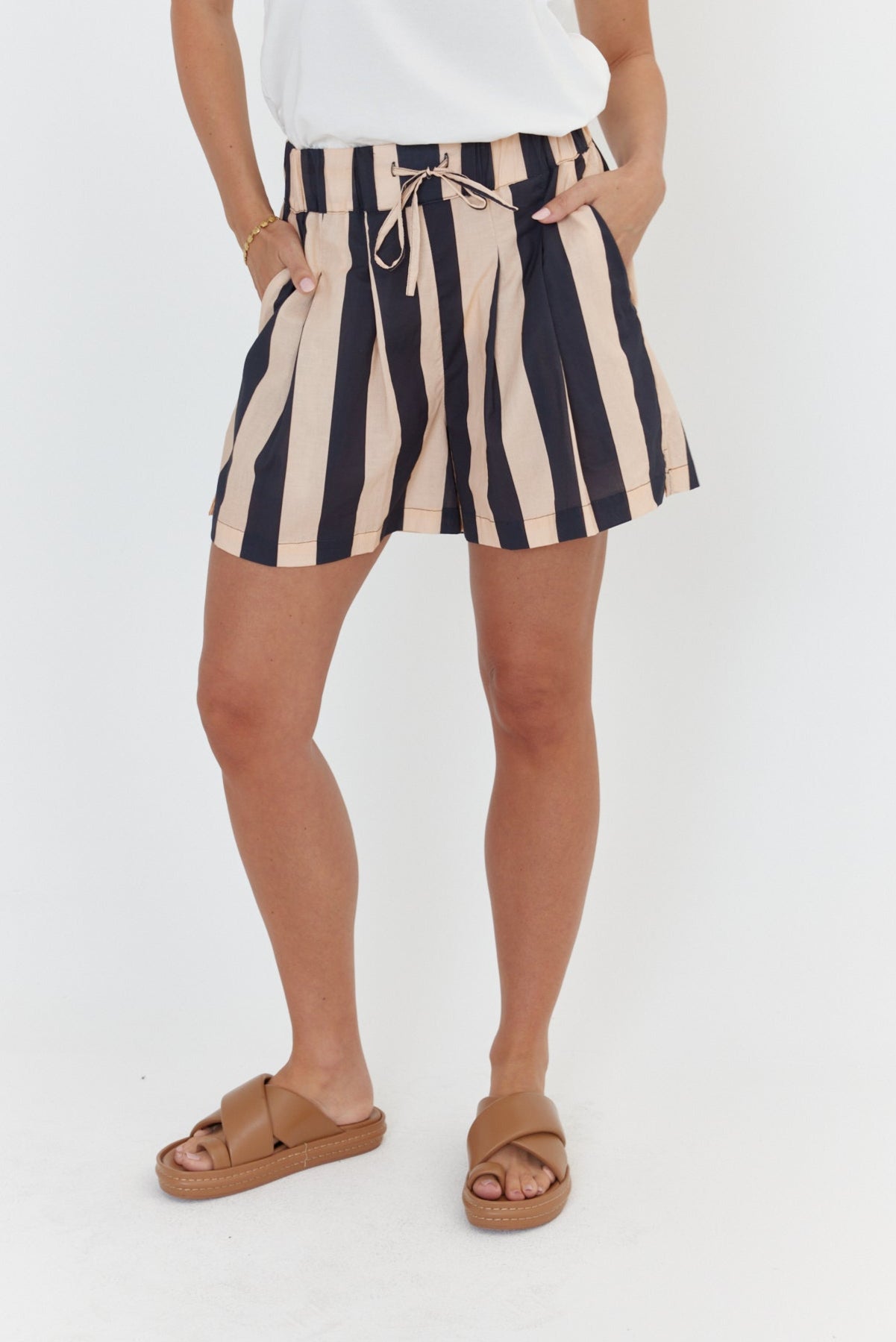 RAZ Shorts Navy & Peach Stripe