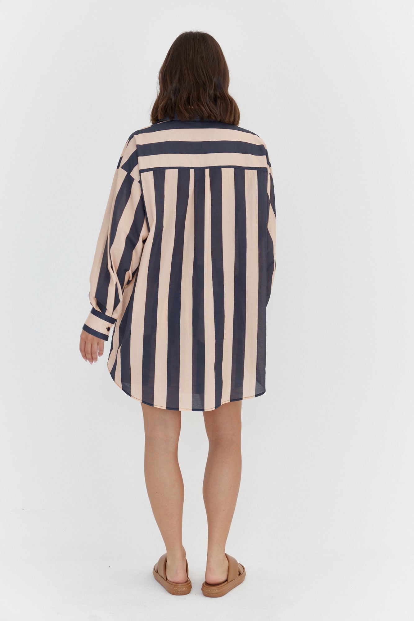 PLUTO Shirt Navy & Peach Stripe