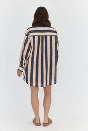 PLUTO Shirt Navy & Peach Stripe