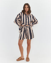RAZ Shorts Navy & Peach Stripe