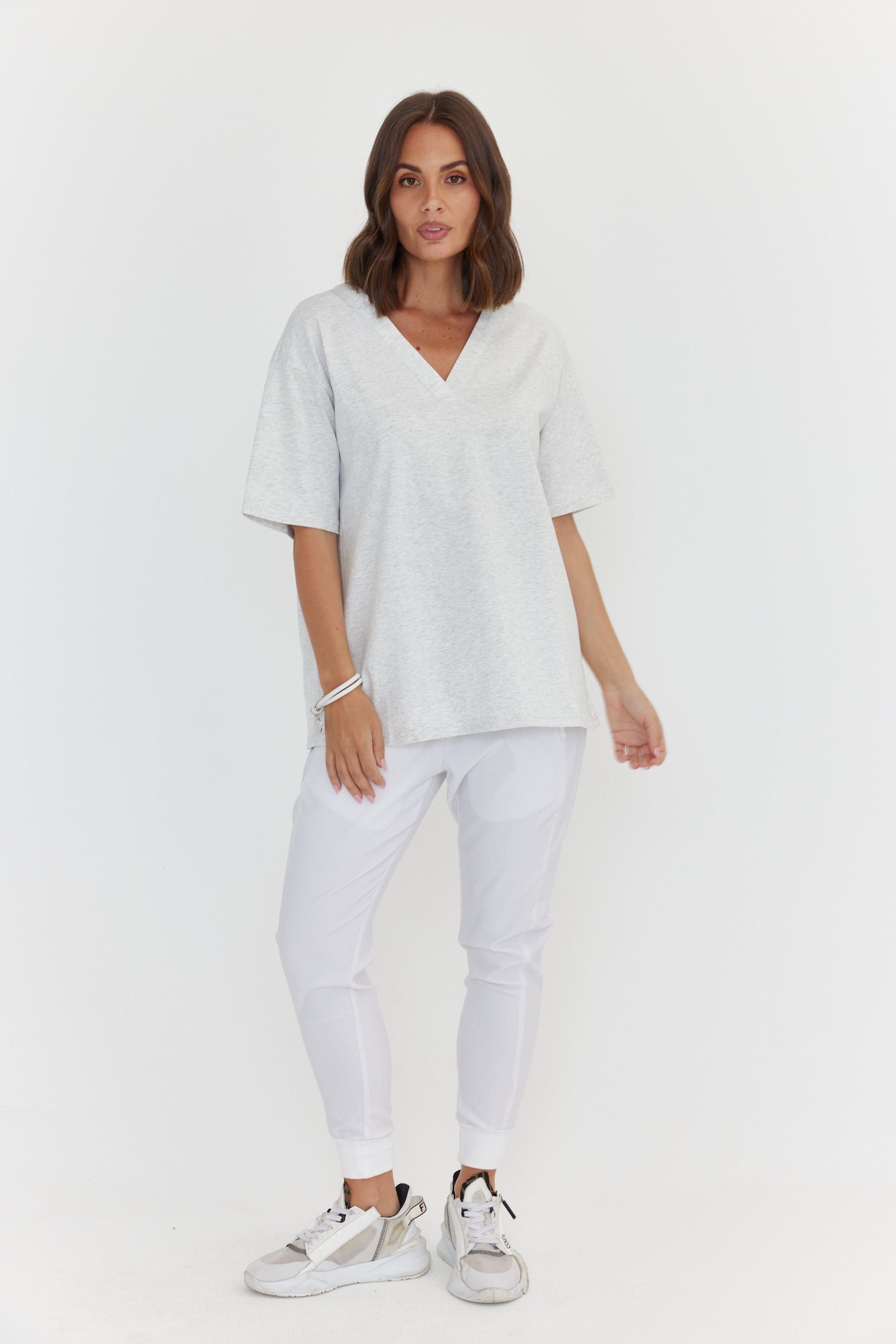 NIX V-Neck T-Shirt Grey Marle