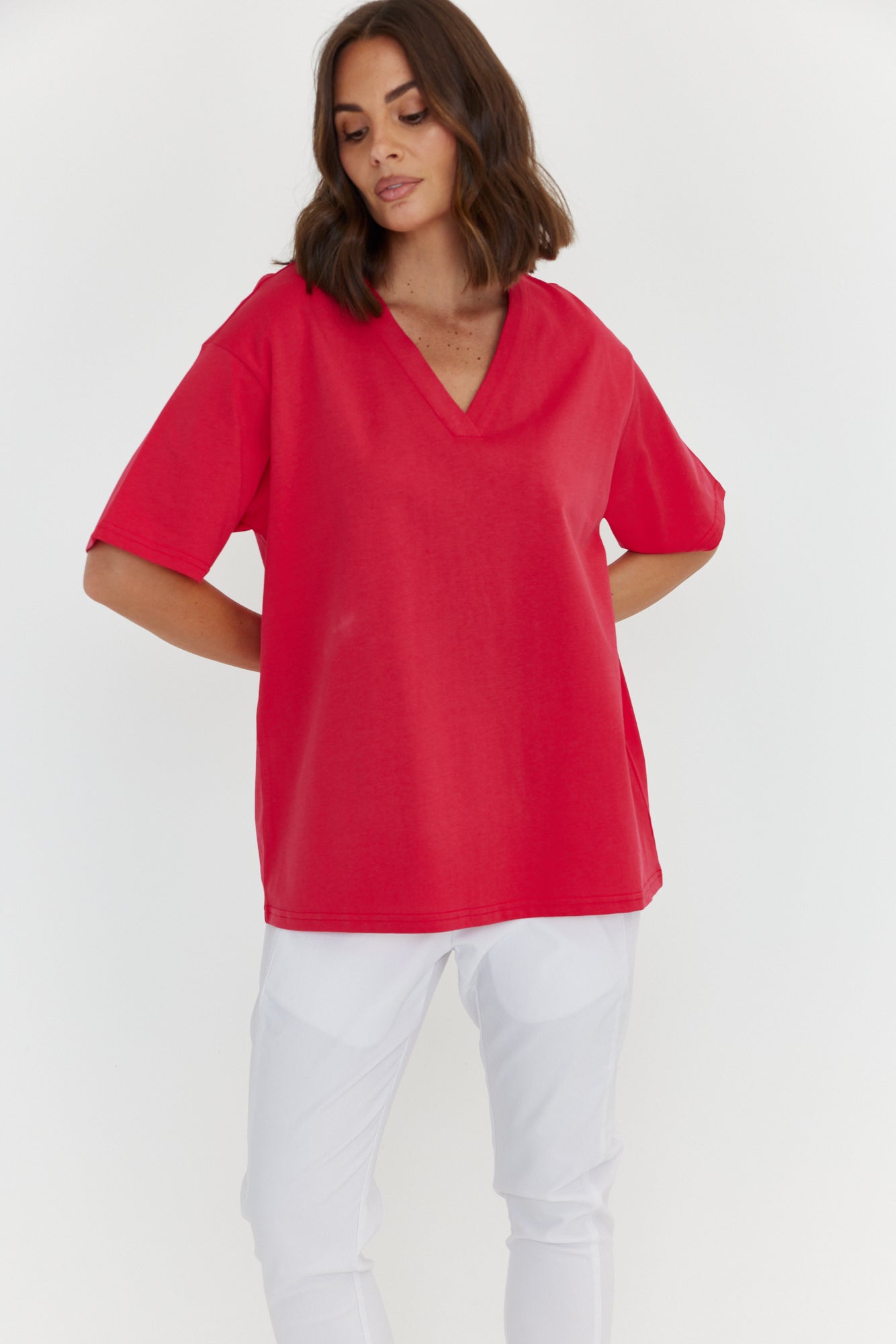 NIX V-Neck T-Shirt Strawberry Red