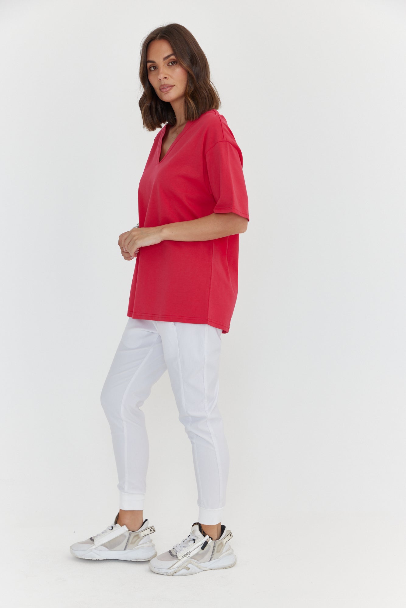 NIX V-Neck T-Shirt Strawberry Red