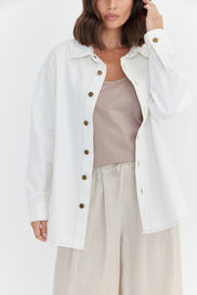 BASEN Shacket White Denim