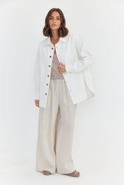 BASEN Shacket White Denim