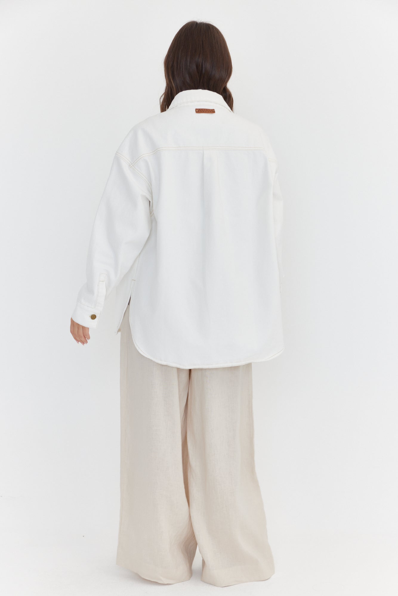 BASEN Shacket White Denim