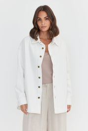 BASEN Shacket White Denim