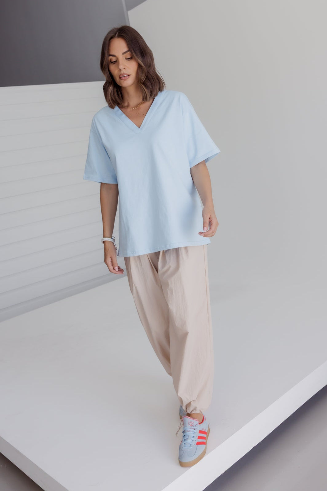 NIX V-Neck T-Shirt Light Blue