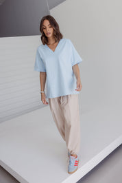 NIX V-Neck T-Shirt Light Blue