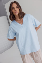 NIX V-Neck T-Shirt Light Blue