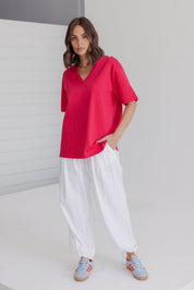 NIX V-Neck T-Shirt Strawberry Red