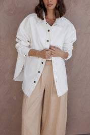 BASEN Shacket White Denim