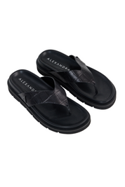 Leather Thong Black Croc