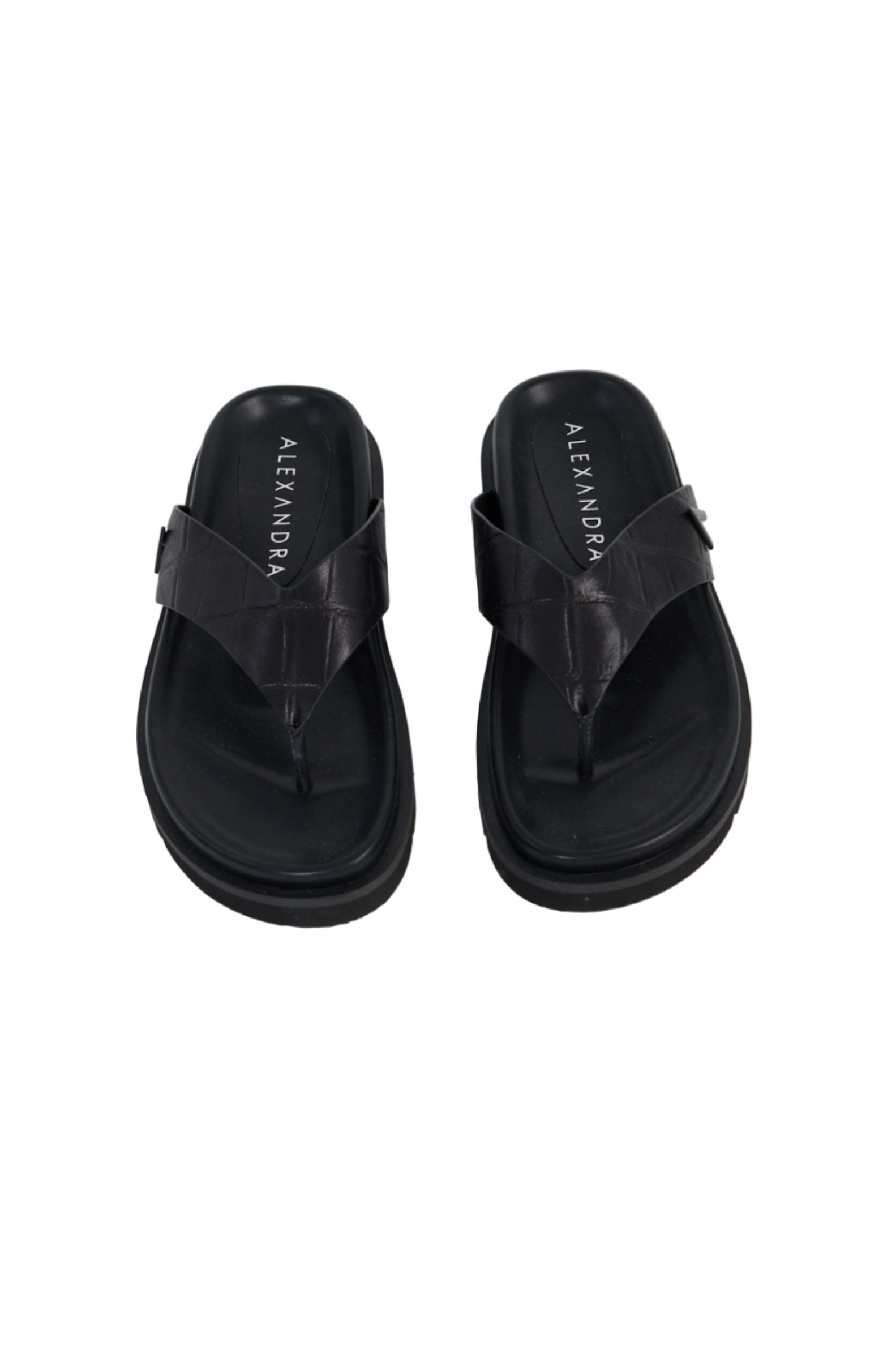 Leather Thong Black Croc