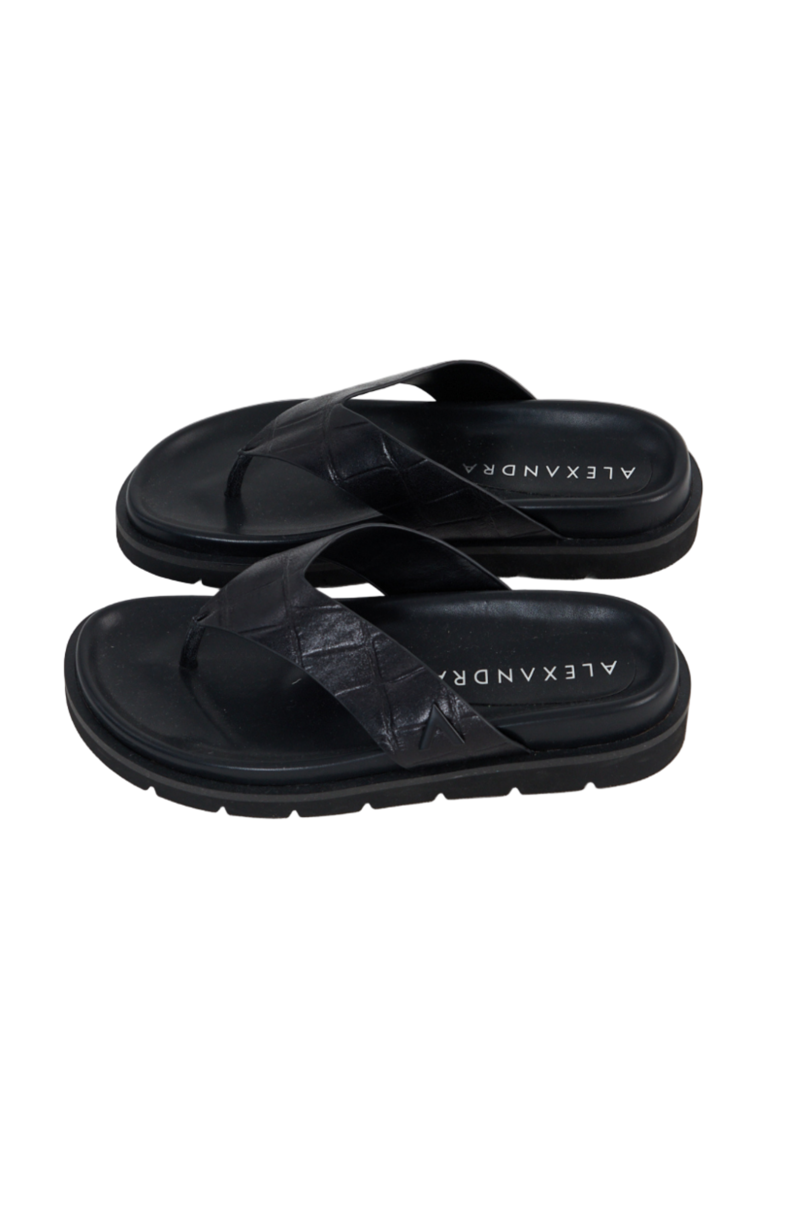 Leather Thong Black Croc