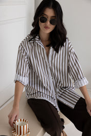 AUSTIN Shirt Taupe Stripe