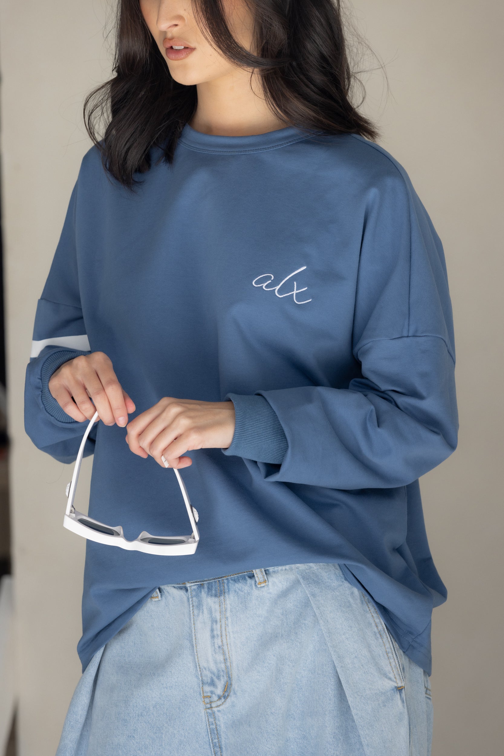 MILA Long Sleeve Top Dusty Blue