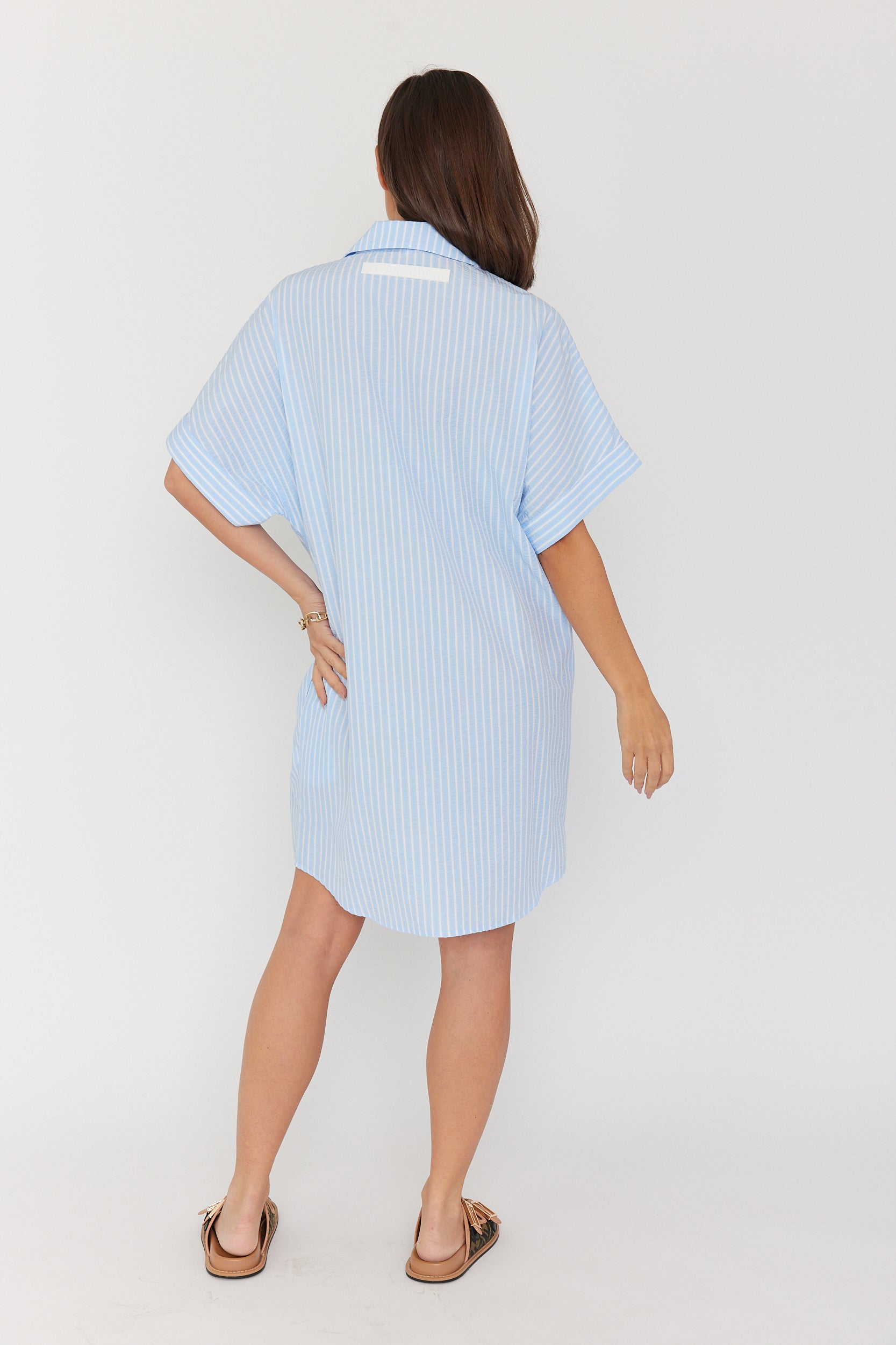 SANTAFAI Dress Blue Stripe