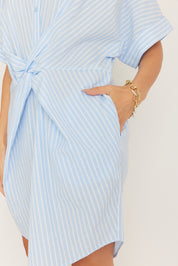 SANTAFAI Dress Blue Stripe