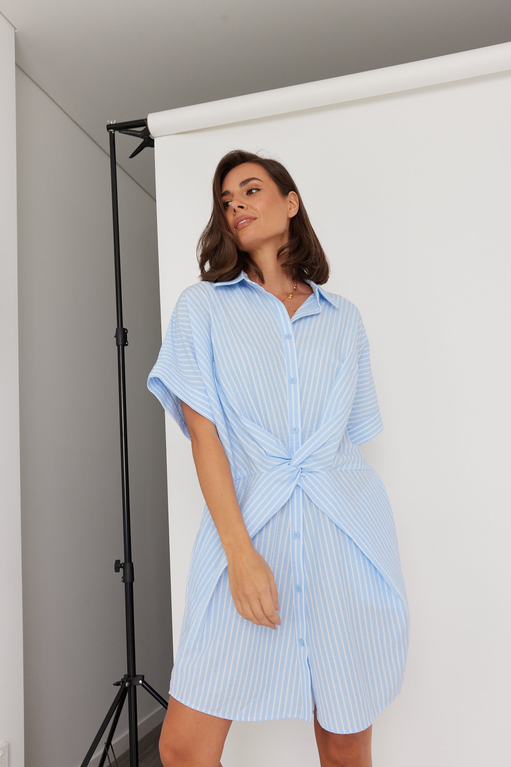 SANTAFAI Dress Blue Stripe