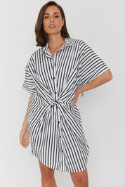 SANTAFAI Dress Black Stripe