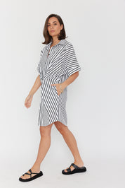 SANTAFAI Dress Black Stripe