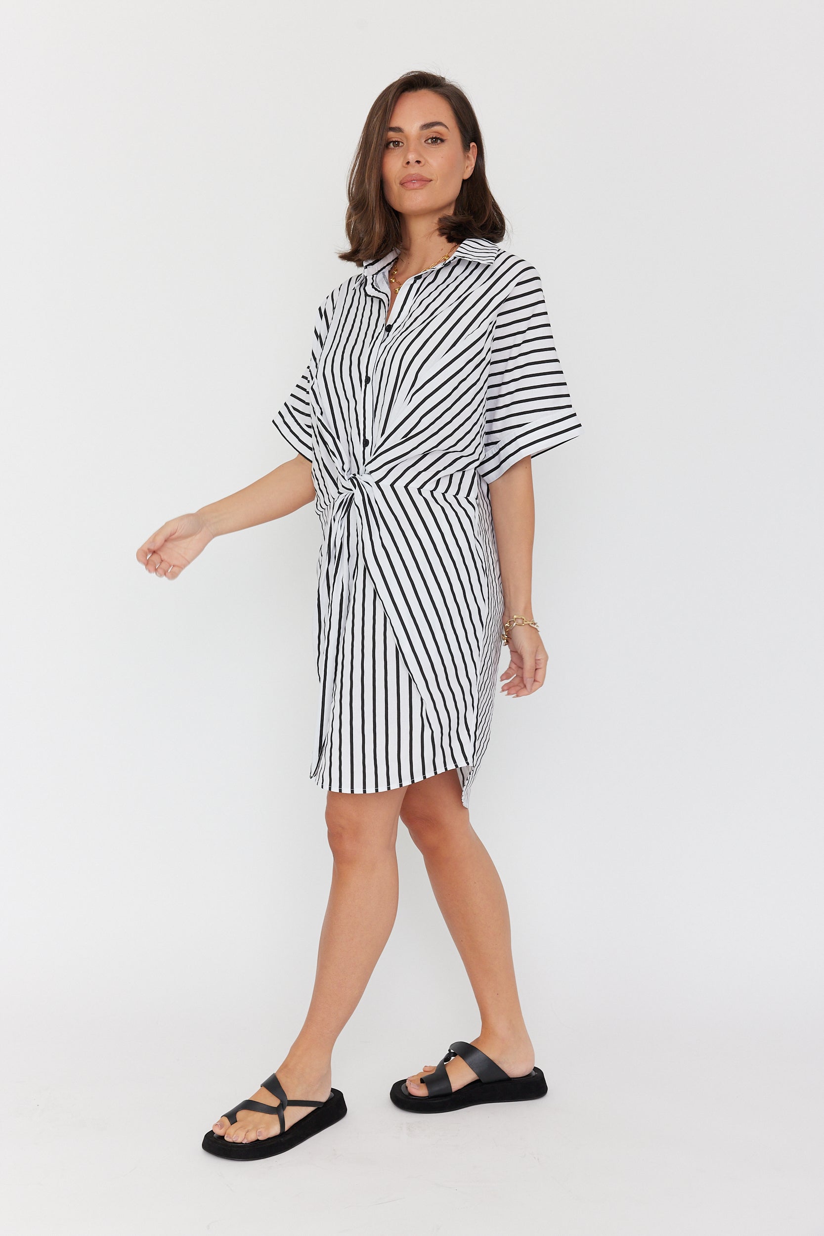 SANTAFAI Dress Black Stripe