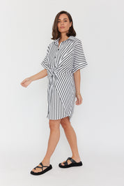 SANTAFAI Dress Black Stripe