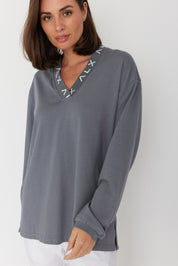 SURMAN Long Sleeve Top Slate