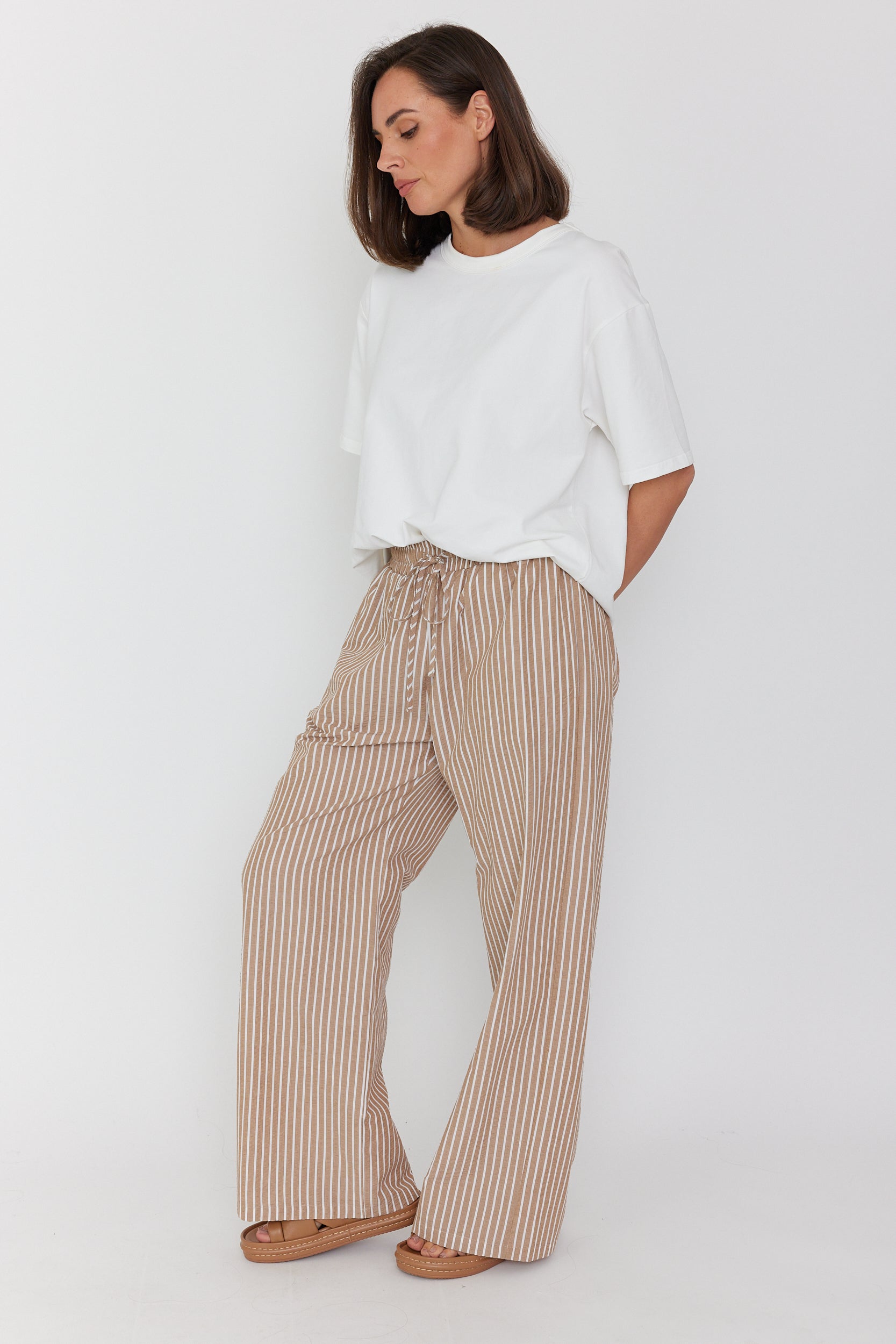 SPLINTA Pants Beige Stripe