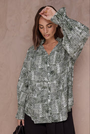 MEEKA Blouse Emerald Textured Print