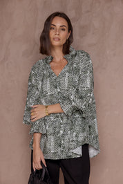 MEEKA Blouse Emerald Textured Print