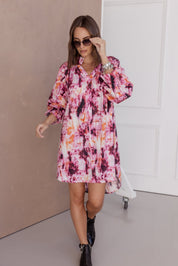 OLLIE Dress Pink Textured Print