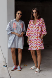 TOBIAS Dress Pink Orange Zig Zag